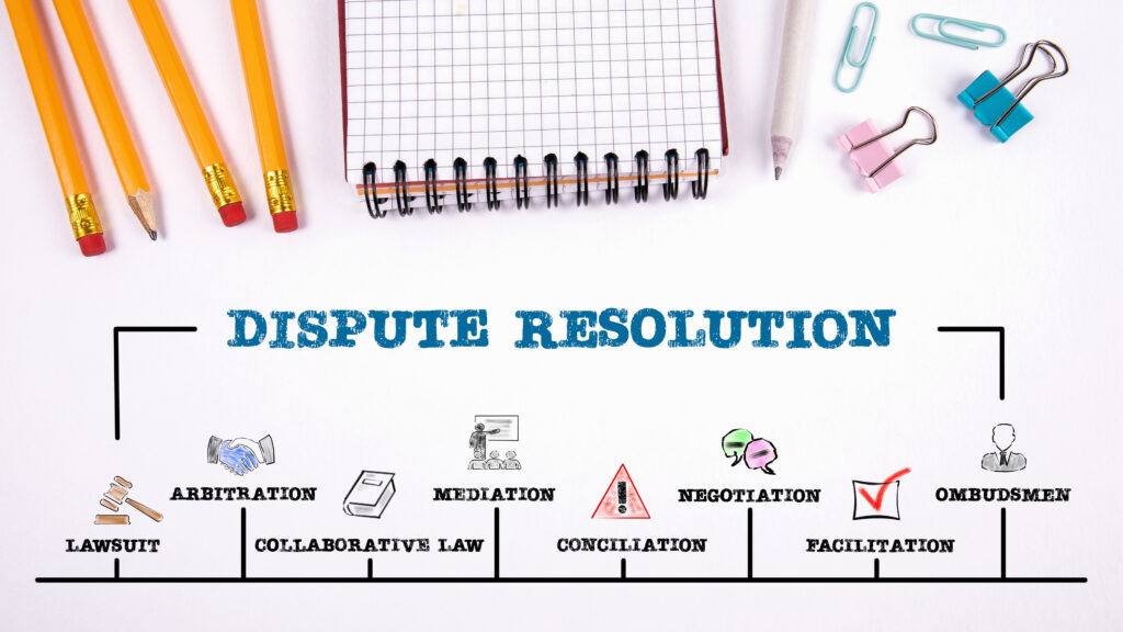 Dispute resolution, agreement and legally resolve problems conce