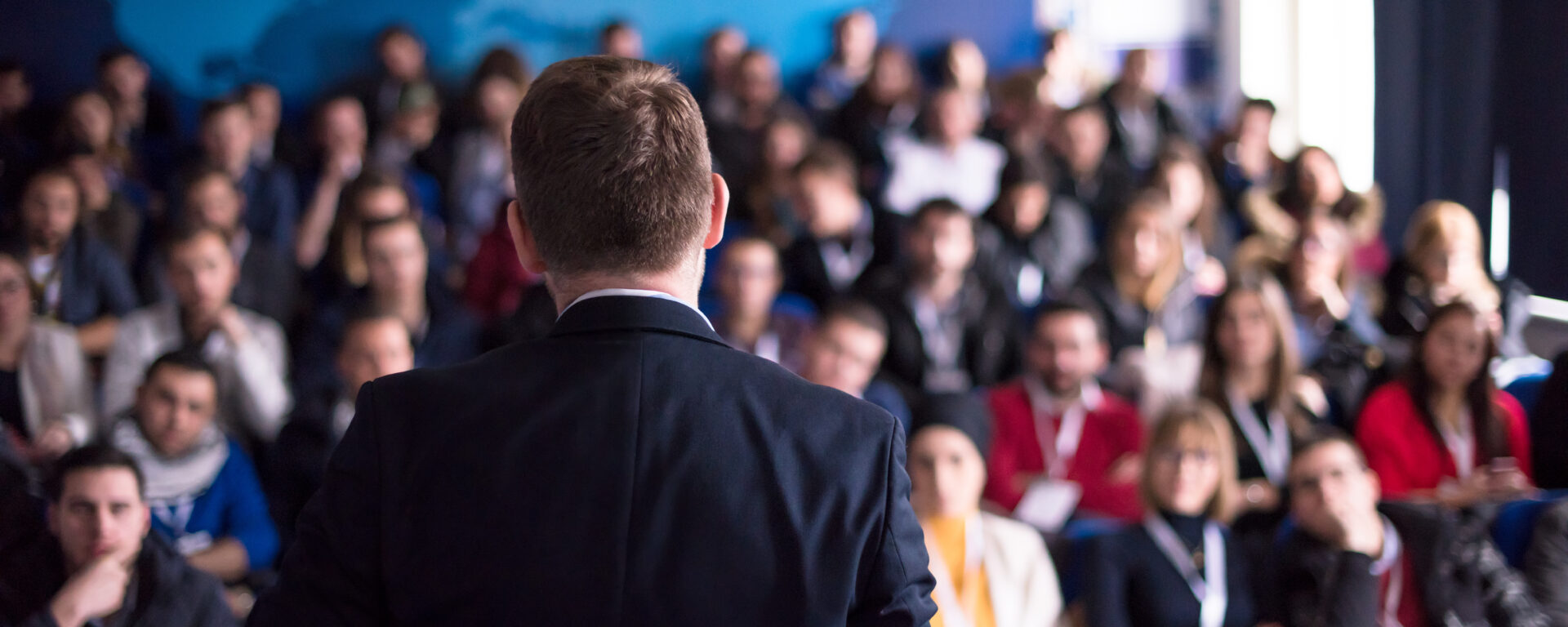 successful businessman giving presentations at conference room